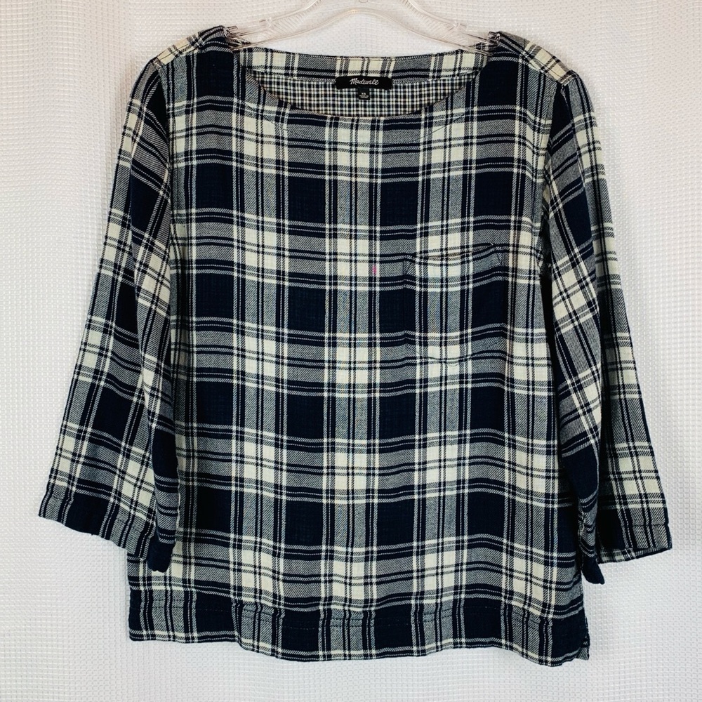 Madewell Flannel Wide Shoulder Neckline Tunic